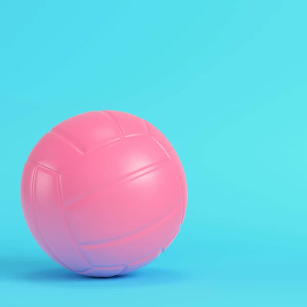 Pink Volleyball Ball Bright Blue Background Pastel Colors Minimalism Concept — 스톡 사진