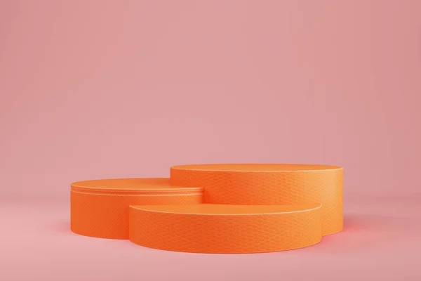 Abstract Minimal Pastel Background Orange Cylindrical Pedestals Podiums Product Display — Φωτογραφία Αρχείου