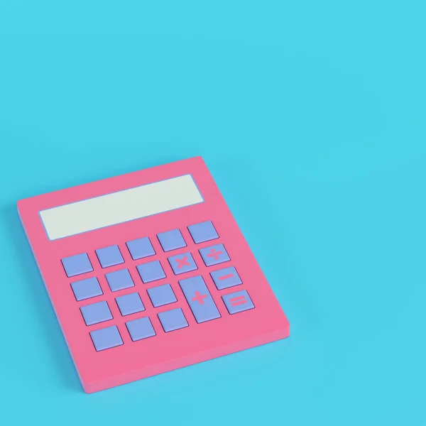 Pink Simple Calculator Bright Blue Background Pastel Colors Minimalism Concept — Stock Photo, Image