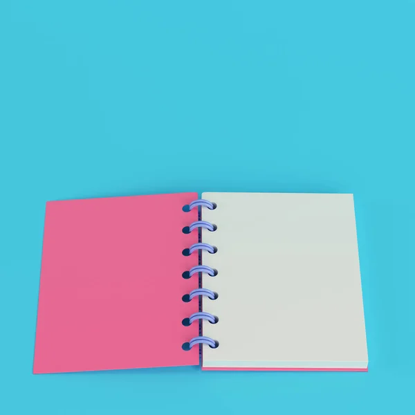 Pink Notepad Bright Blue Background Pastel Colors Minimalism Concept Render — Stok fotoğraf