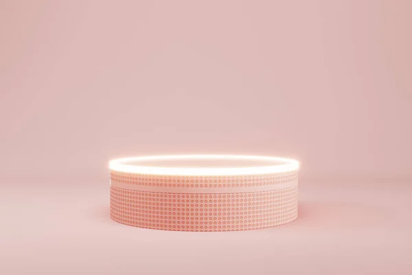 Abstract Minimal Pastel Background Cream Pink Color Cylindrical Pedestal Neon — Stockfoto