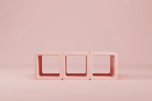 Cream Pink Color Boxes Pastel Background Product Display Render Stockbild
