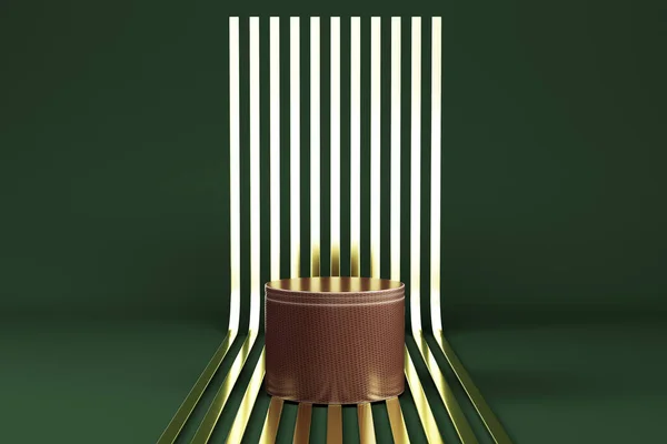 Abstract Minimal Background Cylindrical Podium Golden Geometrical Shape Product Display — Stock Photo, Image