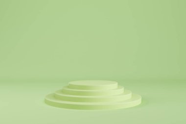 Abstract minimal pastel background. Light yellow cylindrical pedestal for display product. 3d illustration