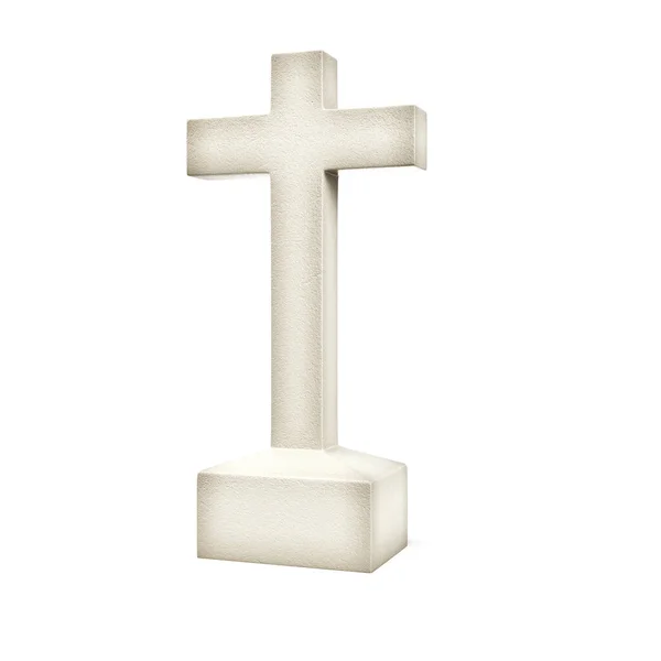 Old Cross Gravestone Isolated White Backround Rendering — Stockfoto