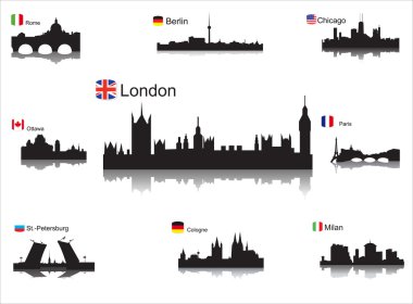 Dünya şehirler ayrıntılı vector silhouettes