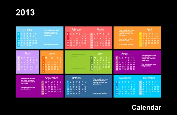 Kalender voor 2013 in stijl windows 8 — Stockvector