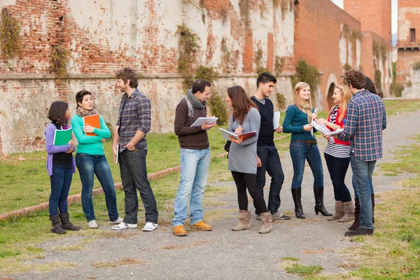 Gruppo di studenti universitari multiculturali — Foto Stock