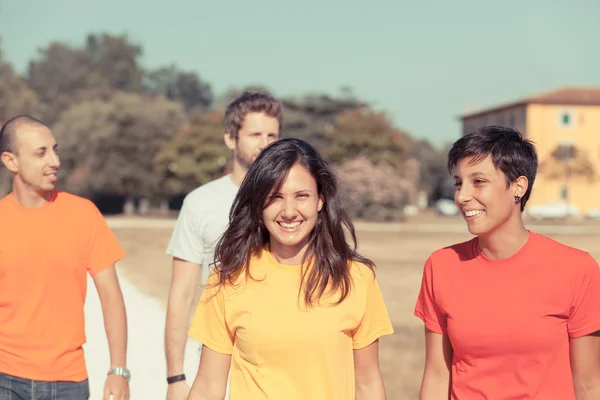 Group of Friends Walking Outside — Stock Photo, Image