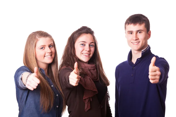 Teenage studenten met Duimschroef opwaarts — Stockfoto