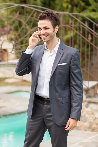 Young Businessman with Mobile Phone — Stock Photo, Image