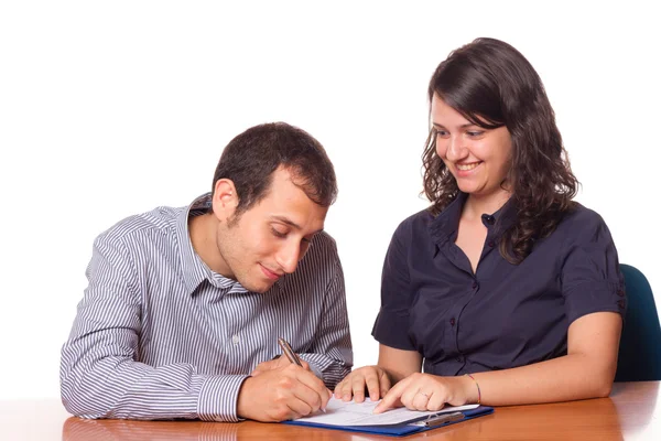 Financial Consultant and Client Signing — Stock Photo, Image