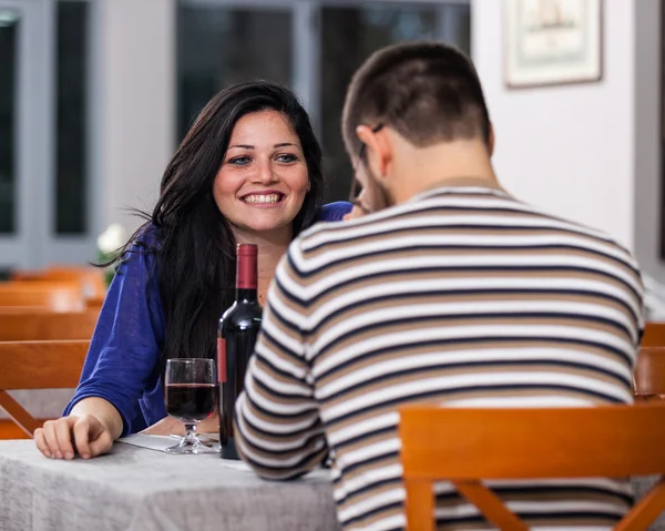 Romantic Young Couple at Restaurant — Stock Photo, Image