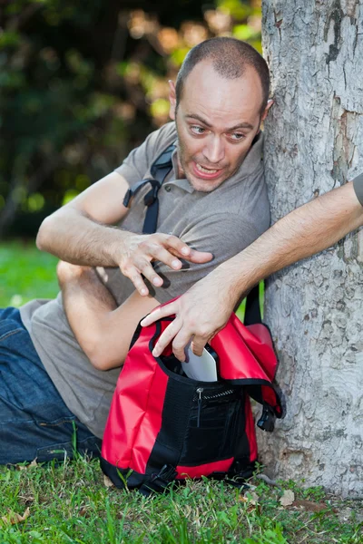 Taschendieb im Park im Einsatz — Stockfoto