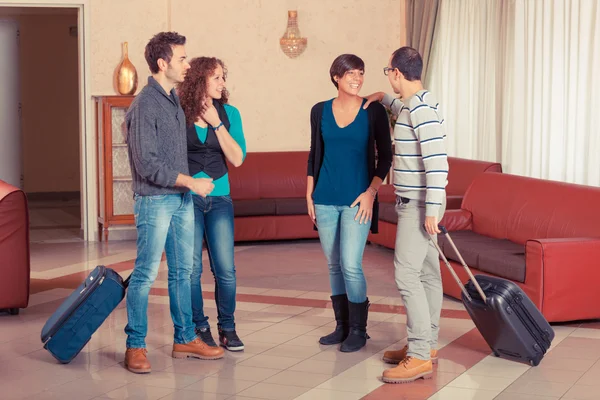 Group of with Trolley in the Hall — Stock Photo, Image