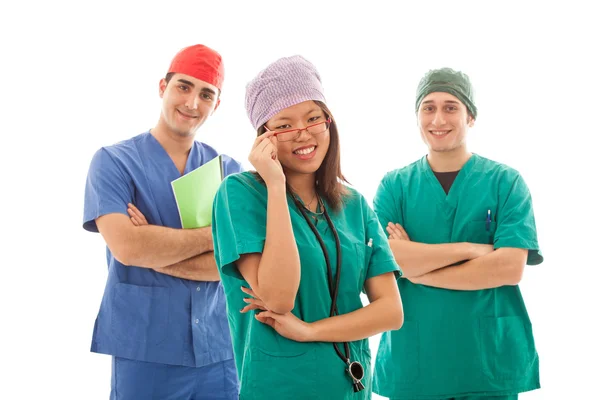 Multicultural Group of Doctors on White — Stock Photo, Image