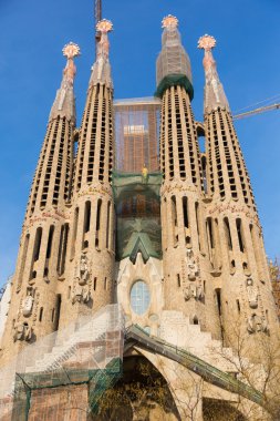 güneşli bir günde Sagrada familia. Barcelona, İspanya