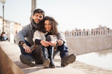 Şehir romantik genç Çift