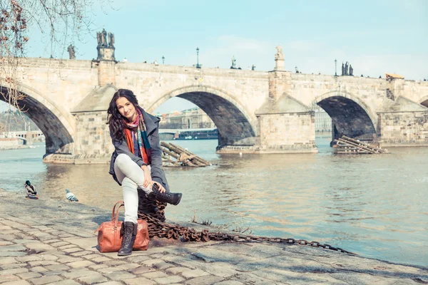 Prag'da genç Rus kadın — Stok fotoğraf
