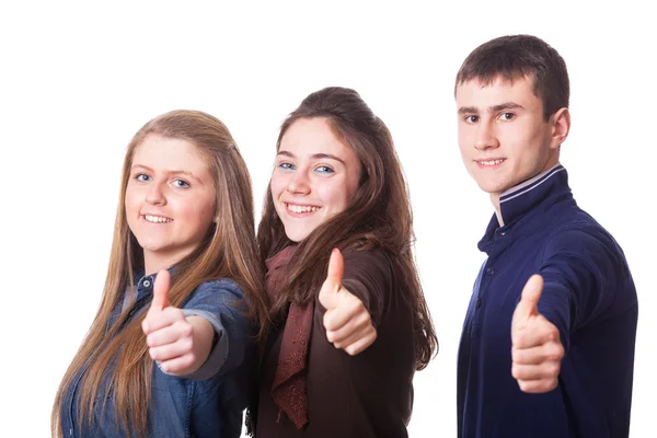 Teenage studenten met Duimschroef opwaarts — Stockfoto