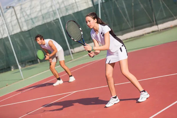 Jugadores de tenis durante un partido —  Fotos de Stock