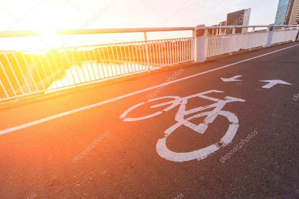 Bike Lane over the Bridge at Sunset