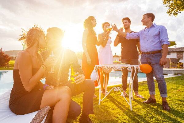 Group of Friends Toasting at Party