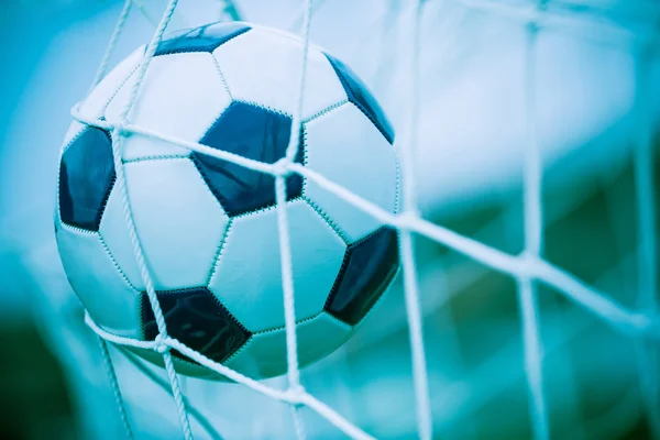 Soccer Ball into the Net — Stock Photo, Image
