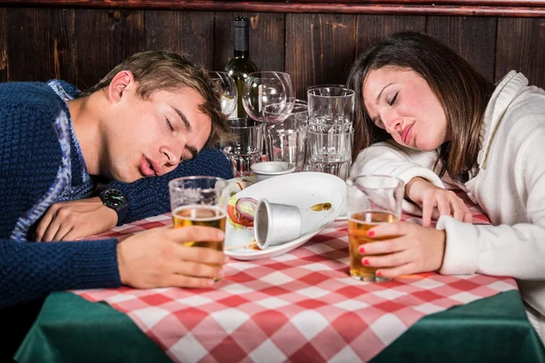 Repleted Couple after Dinner — Stock Photo, Image