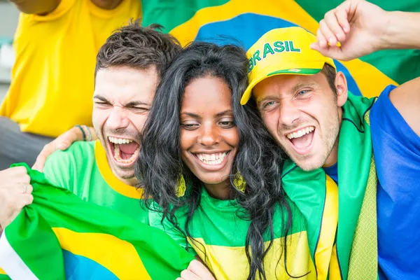 Brazilské fanoušků na stadionu — Stock fotografie