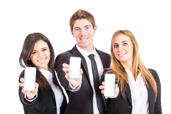 Business Team Holding Smartphone — Stock fotografie
