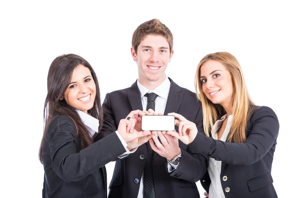 Business Team Holding Smartphone — Stock fotografie
