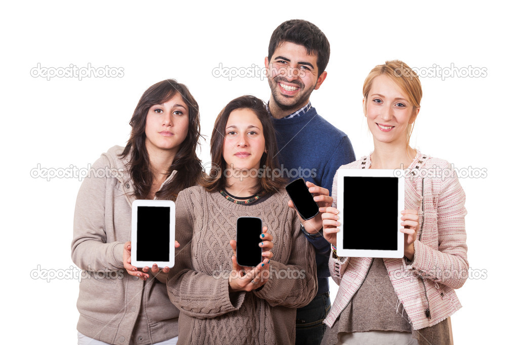 Group of Friends with Digital Devices