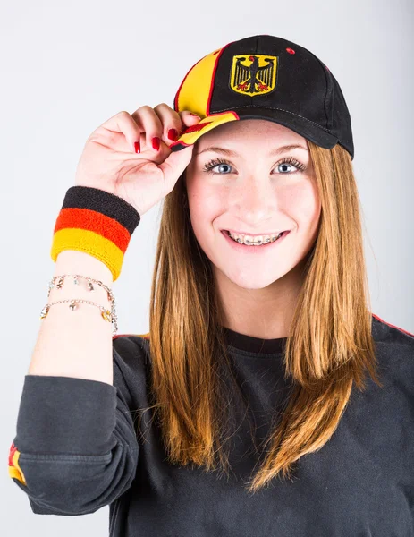 Young German Female Supporter — Stock Photo, Image