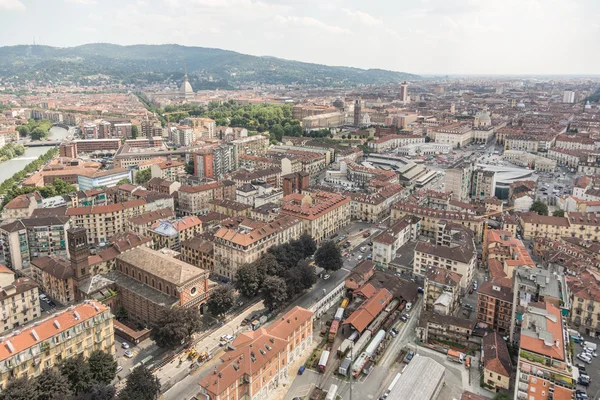 Turin, Włochy, widok z lotu ptaka — Zdjęcie stockowe