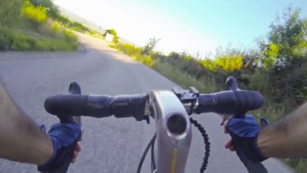 Climbing Road with Bicylcle — Stock Video