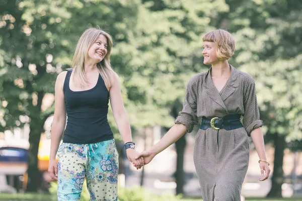 Two Russian Girls at Park — Stock Photo, Image