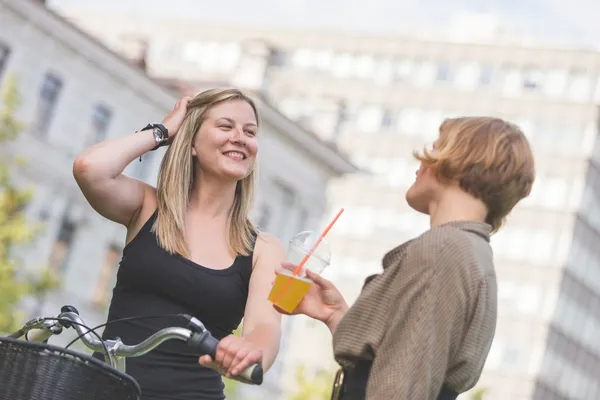 Two Young Women at Park — Stock Photo, Image