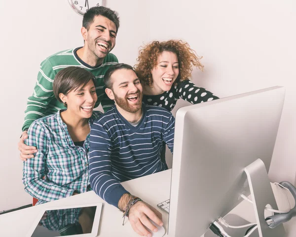 Group of Students with Computer — Stock Photo, Image