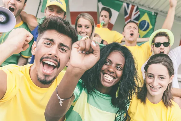 Brazylijskiej kibiców na stadionie — Zdjęcie stockowe