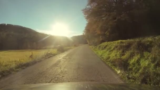Conduciendo a lo largo de una carretera rural — Vídeo de stock