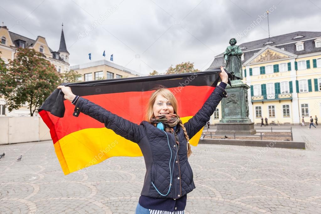 German Girl with Flag