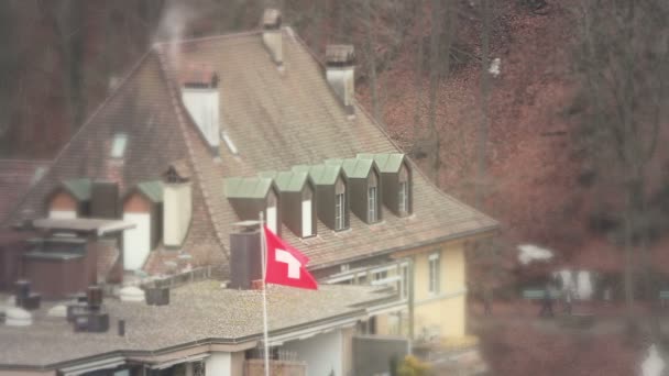 Flagge über einem Dach — Stockvideo