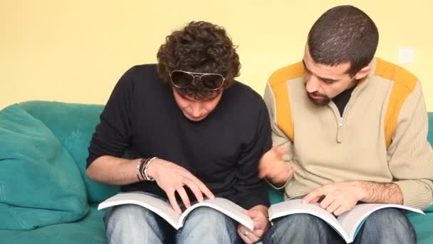 Two Friends Studying Together — Stock Video