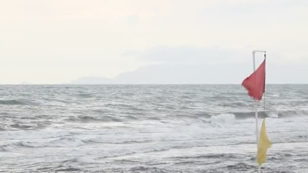 Bandeiras na margem do mar — Vídeo de Stock