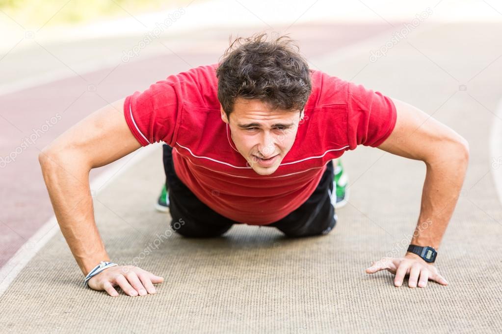 Young Man doing Push-up exercises