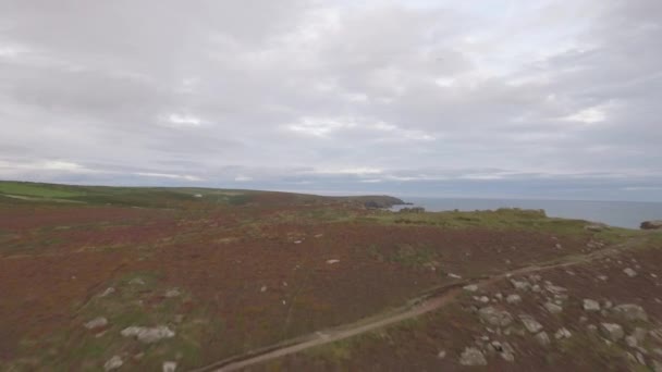 Kornwalijskie wybrzeże z klifami i falami oceanicznymi — Wideo stockowe