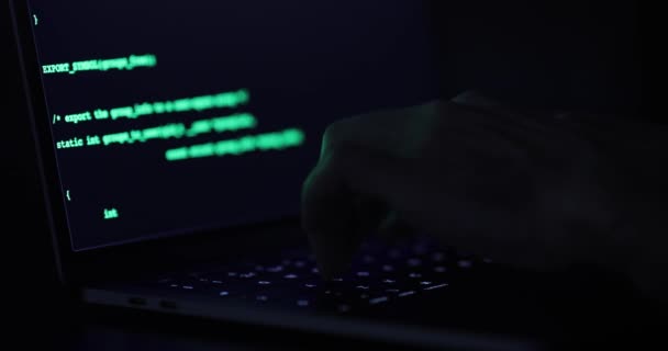 Hacker hands typing on a keyboard, close up view — Stock Video