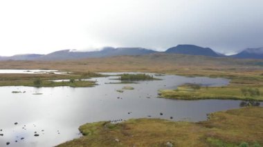 İskoçya 'da göl manzarası ve yeşil manzara