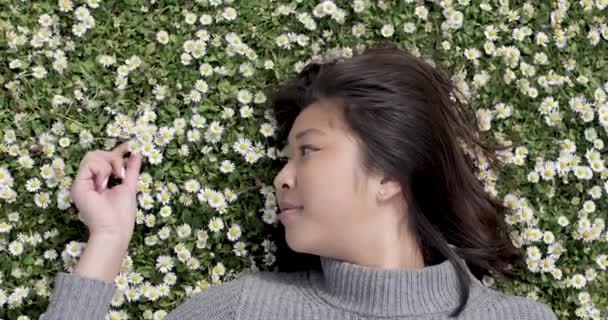 Автентичний знімок красивої молодої жінки, що відпочиває в парку навесні — стокове відео